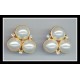 Clustered Pearl Triangle Earrings